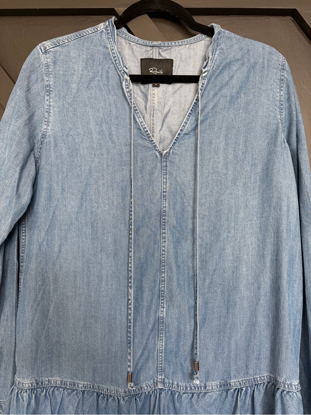 Rails Mel Chambray Drop Waist Mini Dress in Vintage Wash, Size Small - Picture 7 of 12